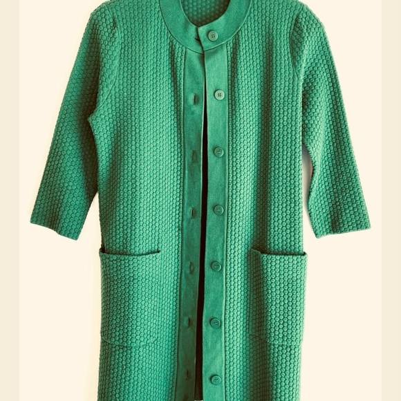 COS Sweaters - COS Size S Long Cardigan Green 3/4 Sleeves, Cotton Blend Machine Wash Excellent